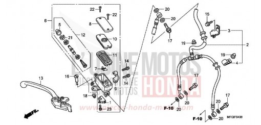 MAITRE-CYLINDRE FREIN AV. (CB600F/F3) CB600F3A de 2010